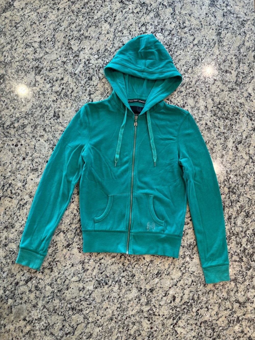 Victoria’s Secret Super Model Essentials Size S Green Angel Wings Zip-Up Sweater